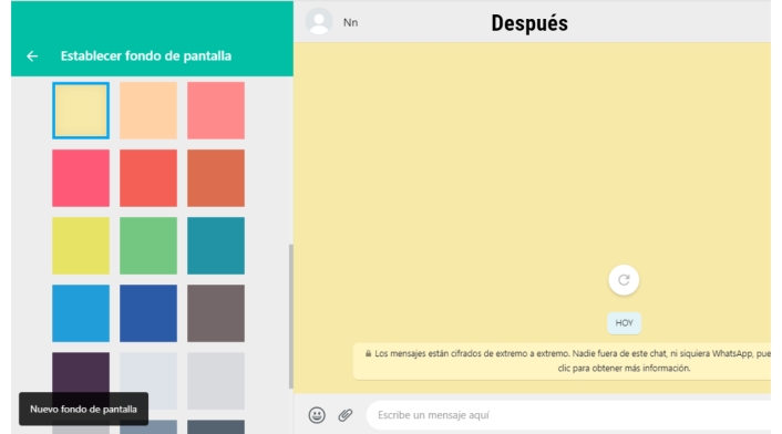 WhatsApp Web cambio de fondo de pantalla