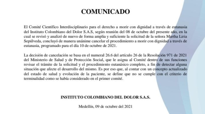 Comunicado de Incodol.