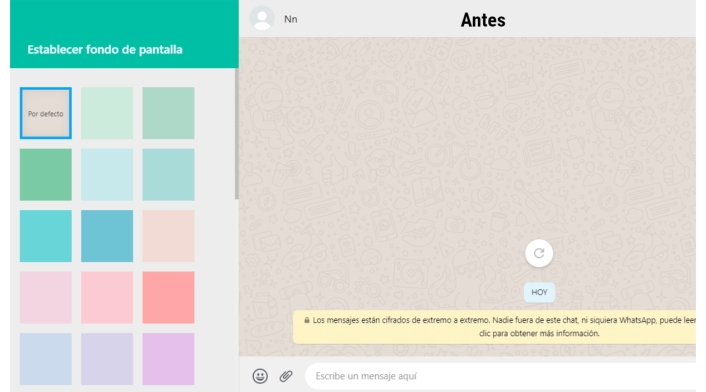 WhatsApp Web cambio de fondo de pantalla