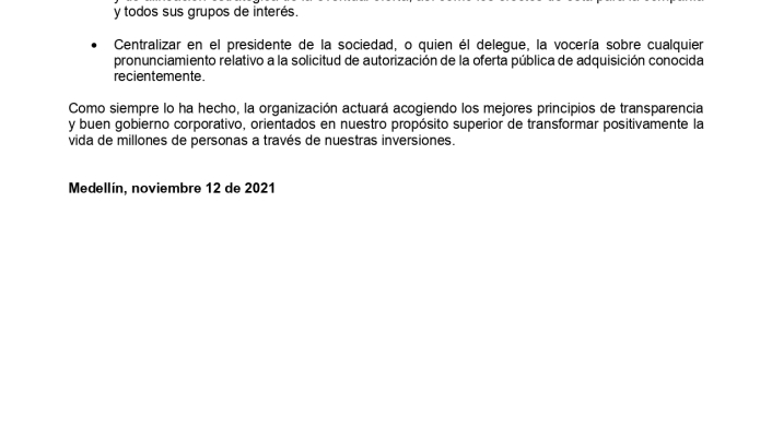 Información Relevante del Grupo Argos.