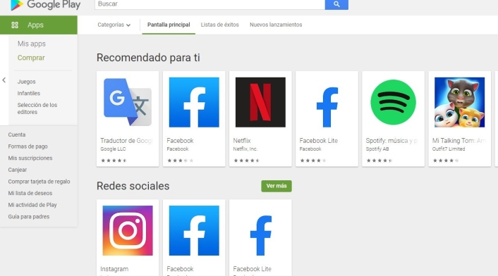 Google Play diseño anterior