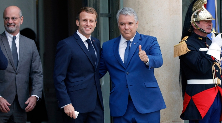 Emmanuel Macron junto a Iván Duque Emmanuel Macron junto a Iván Duque