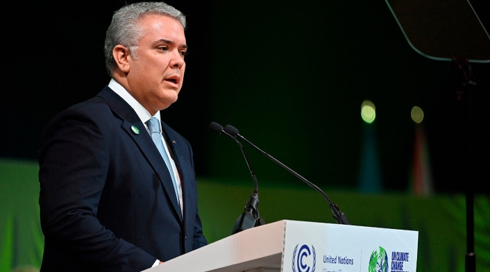 Iván Duque emite discurso en la COP26