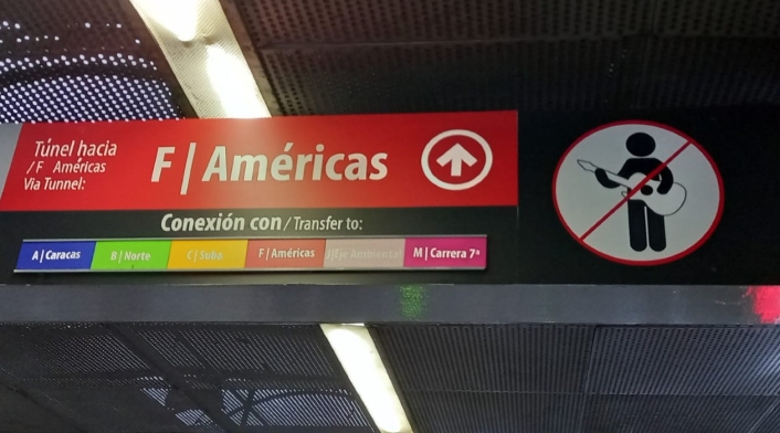 Señal de Transmilenio, estación Ricaurte