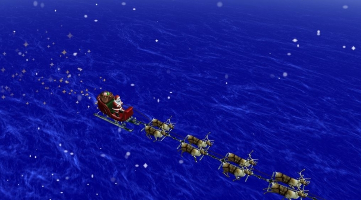 Papá Noel recorre el mundo con sus renos