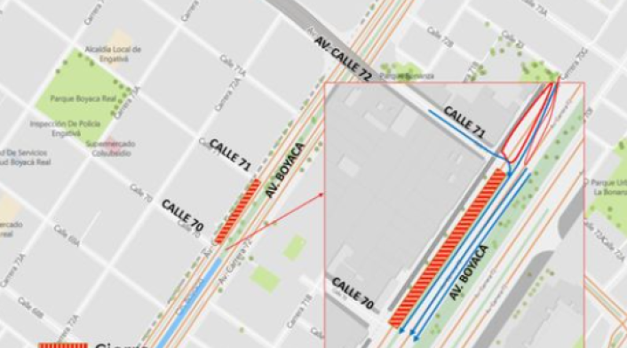 Cierre calzada Norte- sur de la Avenida Boyacá