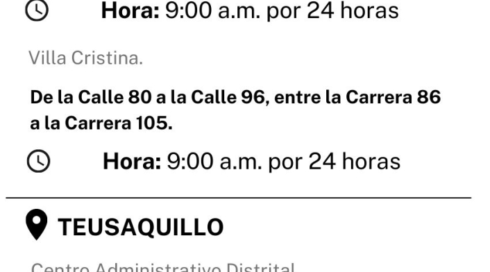 Cortes de agua 18 de enero