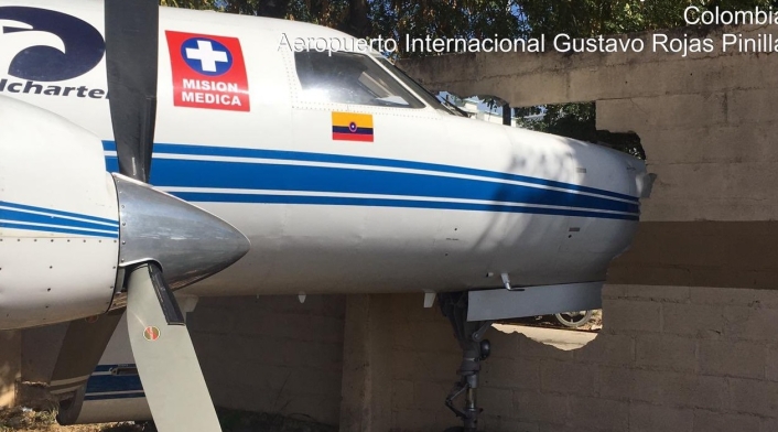 Avión ambulancia accidentado en San Andrés