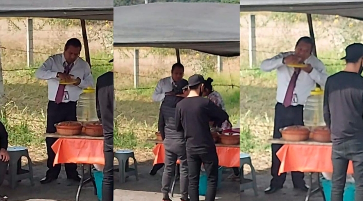 Conductor comiendo tacos