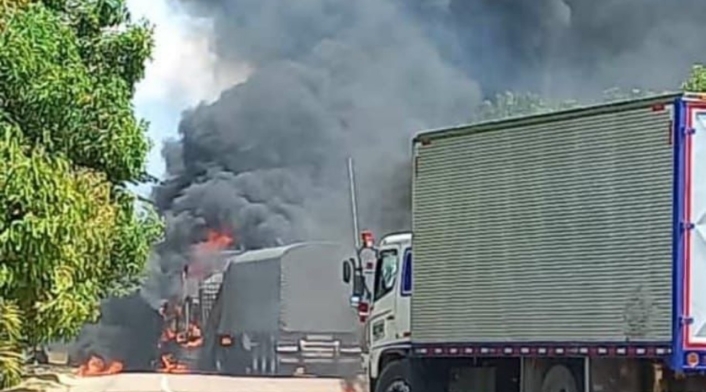 Incendian camión en el Cesar