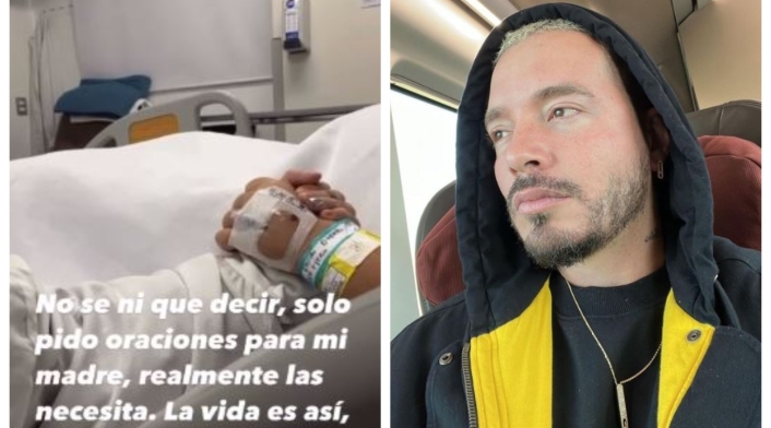 J Balvin sujeta la mano de su mamá que está en la UCI por covid
