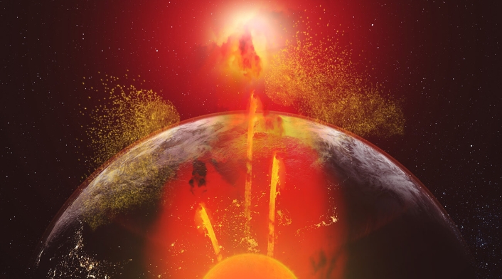 Ilustración del núcleo del planeta Tierra Núcleo del planeta Tierra