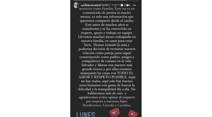 Carolina Cruz noticia separación