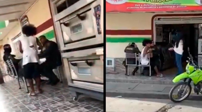 Policías defienden a reciclador ante intolerancia de una mujer Policías defienden a reciclador ante intolerancia de una mujer