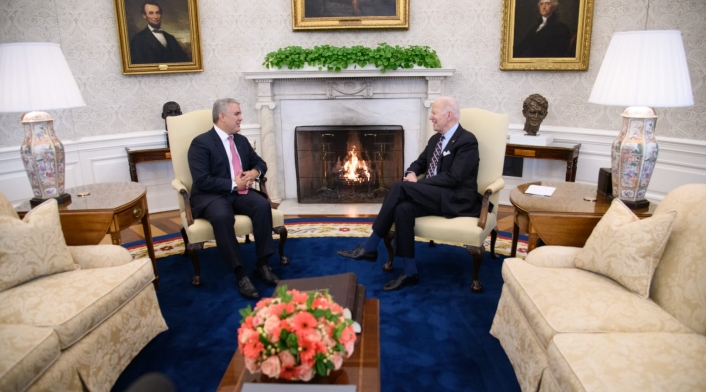 El presidente de los Estados Unidos, Joe Biden y homólogo colombiano, Iván Duque