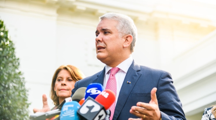 El presidente Iván Duque, desde Washington
