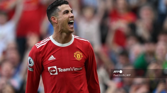 Cristiano Ronaldo en el partido entre Norwich Y Manchester United.