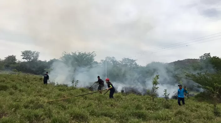 Incendio forestal en Barichara, Santander