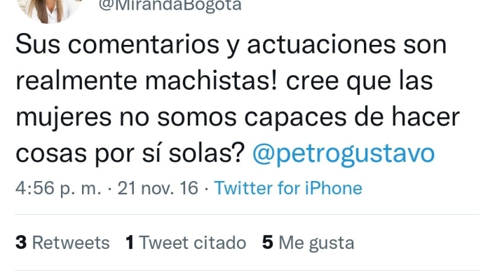 Trinos de Katherine Miranda contra Gustavo Petro