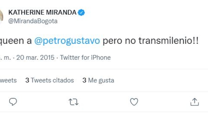 Trinos de Katherine Miranda contra Gustavo Petro