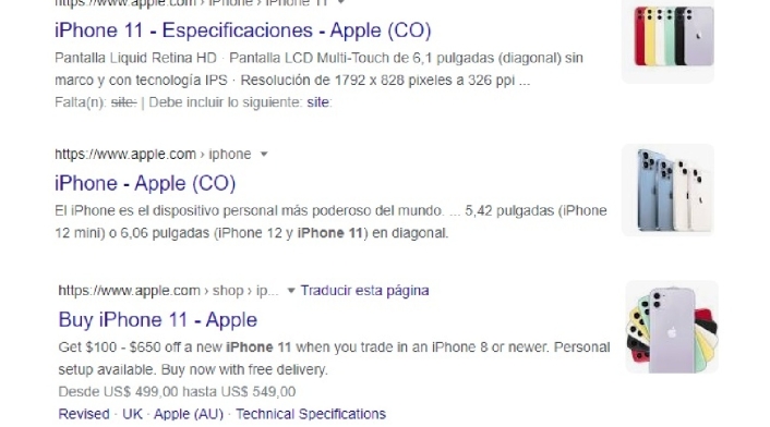 Encontrar pagina web en Google