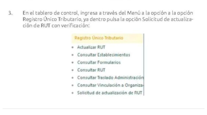 Actualización del RUT