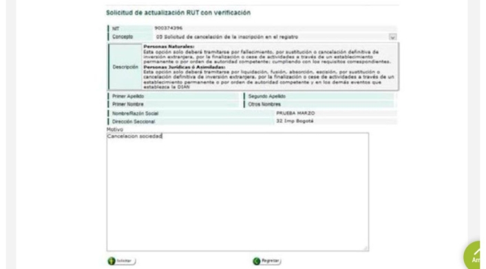 Actualización del RUT