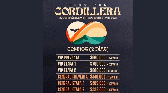 Precios boletería festival cordillera 2022 Precios festival cordillera