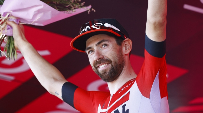 Thomas de Gendt Thomas de Gendt celebra al ganar la etapa 8 del Giro de Italia 2022