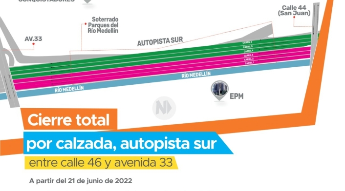 Por obras y grabación de una película, esta semana habrá cierres viales en Medellín