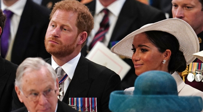 Meghan Markle y Harry en la celebración de la Reina Isabel