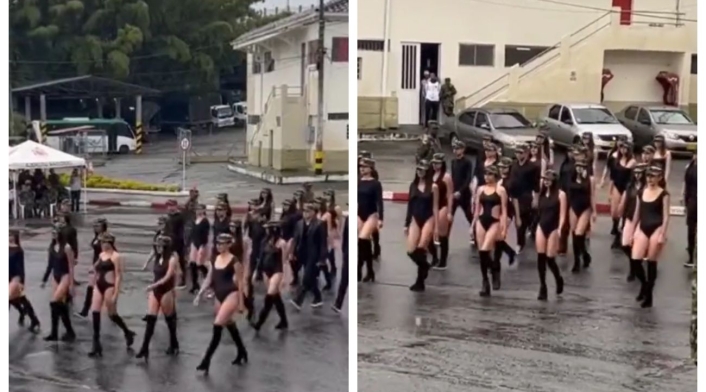 Mujeres modelando en Batallón del Ejército Mujeres modelando en Batallón del Ejército