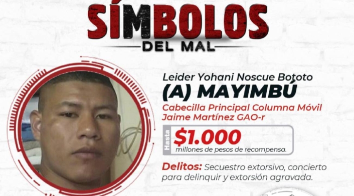 Esa era la recompensa que ofrecía el Gobierno por la captura de alias 'Mayimbú'