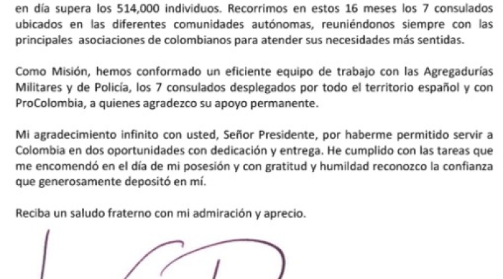 Renuncia de Luis Guillermo Plata
