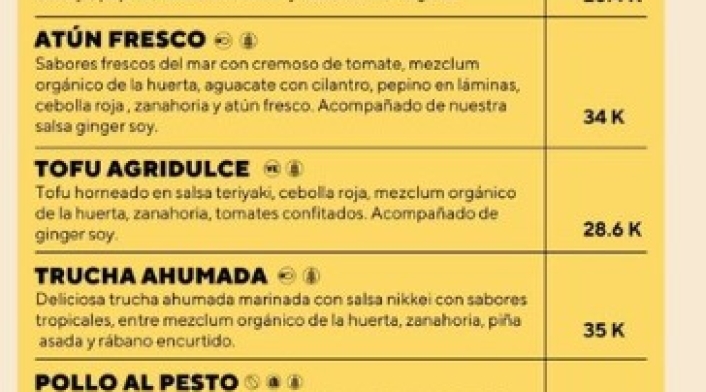 Precios de los platos del restaurante de Sara Corrales Precios de los platos del restaurante de Sara Corrales