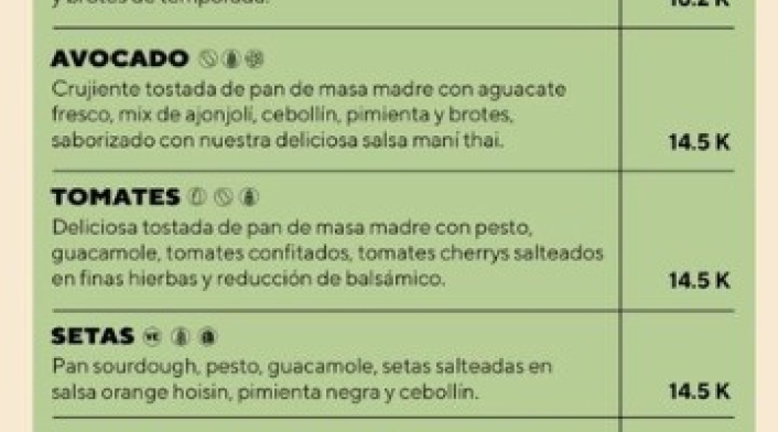 Precios de los platos del restaurante de Sara Corrales Precios de los platos del restaurante de Sara Corrales