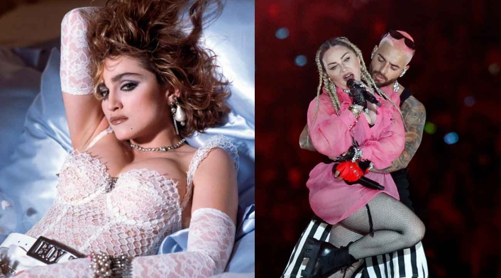 Madonna en la portada de su disco 'like a virgin' y en su show con Maluma Madonna en la portada de su disco 'like a virgin'