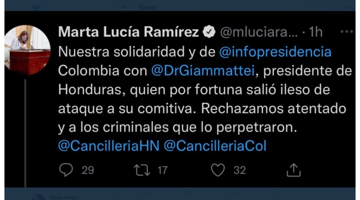 Marta Lucía Ramírez confundió al presidente de Guatemala Marta Lucía Ramírez confundió al presidente de Guatemala