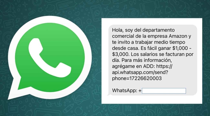 Estafa de WhatsApp con oferta de empleo Estafa de WhatsApp con oferta de empleo