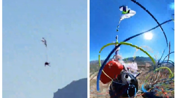 Paracaidista se enredó en pleno descenso y logra salvarse Paracaidista se enredó en pleno descenso y logra salvarse