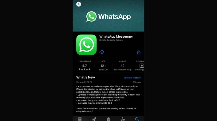 Actualización de Whatsapp en iOS Actualización de Whatsapp en iOS