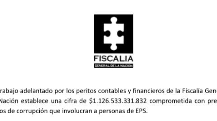 Fiscalía investiga $1billón por corrupción en salud y EPS