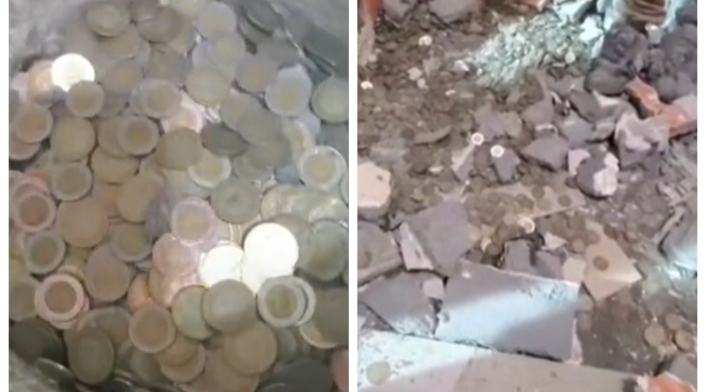 Video de los obreros que encontraron monedas al demoler una pared Video de los obreros que encontraron monedas al demoler una pared