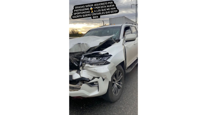 Carro de Cristian accidentado