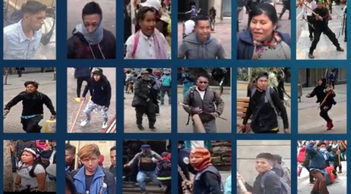 Cartel de los más buscados por agresiones a policías en protestas en Bogotá Cartel de los más buscados por agresiones a policías en protestas en Bogotá
