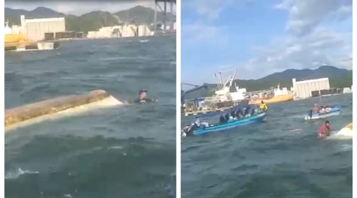 Lancha en Santa Marta se volcó Lancha en Santa Marta se volcó