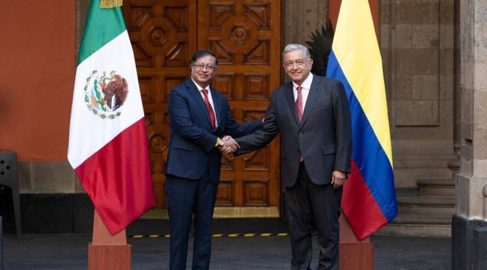 Presidente Gustavo Petro con su homólogo, Manuel López Obrador.