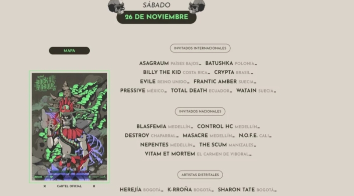 Rock al Parque 2022: Sábado 26 de noviembre
