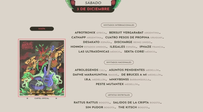 Rock al Parque 2022: Sábado 3 de diciembre