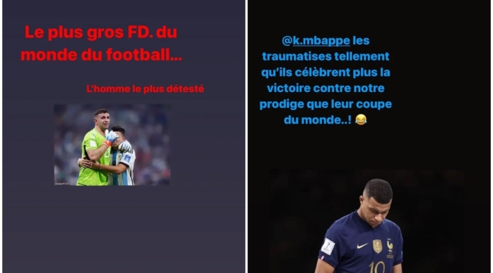 Historias de Instagram de Adil Rami contra Argentina